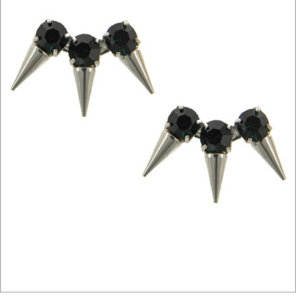 G.comet Metal Rhinestone Button Earring Set - Picture 6 of 7